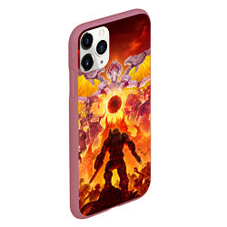 Чехол iPhone 11 Pro матовый Doom в аду, цвет: 3D-малиновый — фото 2