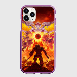Чехол iPhone 11 Pro матовый Doom в аду, цвет: 3D-фиолетовый