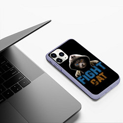 Чехол iPhone 11 Pro матовый Бойцовский клуб : бойцовский кот, цвет: 3D-светло-сиреневый — фото 2