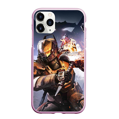 Чехол iPhone 11 Pro матовый Destiny воин / 3D-Розовый – фото 1