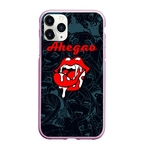 Чехол iPhone 11 Pro матовый Ахегао рот -ahegao lips / 3D-Розовый – фото 1