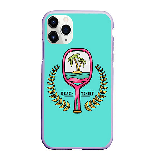 Чехол iPhone 11 Pro матовый Пляжный теннис - золотая ветвь / 3D-Светло-сиреневый – фото 1