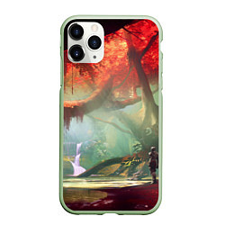 Чехол iPhone 11 Pro матовый Destiny пейзаж джунглей, цвет: 3D-салатовый