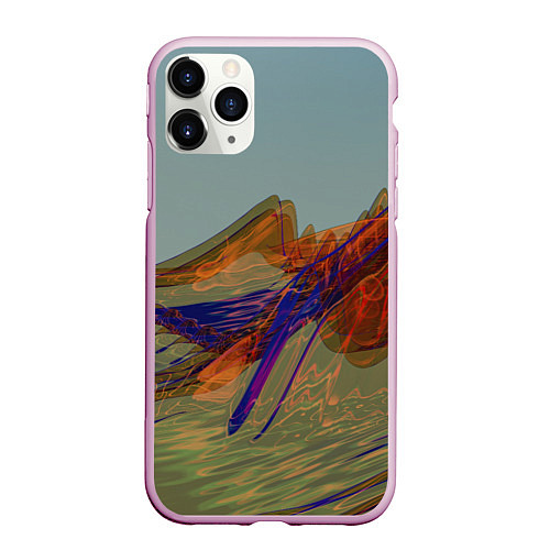 Чехол iPhone 11 Pro матовый Волнообразные разноцветные музыкальные линии / 3D-Розовый – фото 1