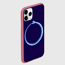Чехол iPhone 11 Pro матовый Уроборос скелет змеи, цвет: 3D-малиновый — фото 2