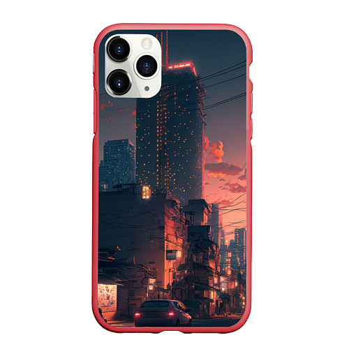 Чехол iPhone 11 Pro матовый Киото на закате / 3D-Красный – фото 1