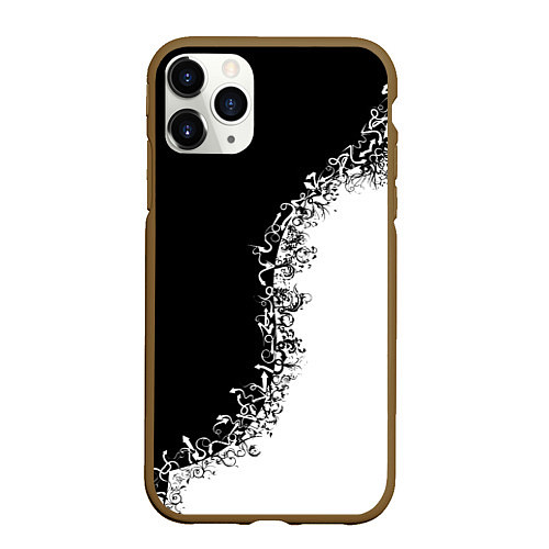 Чехол iPhone 11 Pro матовый Инь и Янь / 3D-Коричневый – фото 1