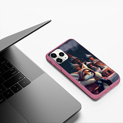 Чехол iPhone 11 Pro матовый Лиса на Красной площади, цвет: 3D-малиновый — фото 2