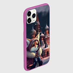 Чехол iPhone 11 Pro матовый Лиса на Красной площади, цвет: 3D-фиолетовый — фото 2