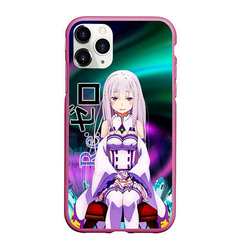 Чехол iPhone 11 Pro матовый Re: Zero - Emilia / 3D-Малиновый – фото 1