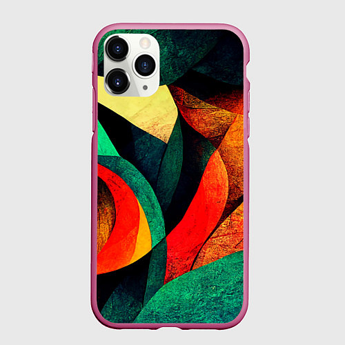 Чехол iPhone 11 Pro матовый Текстурированная цветная абстракция / 3D-Малиновый – фото 1