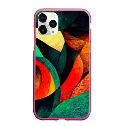 Чехол iPhone 11 Pro матовый Текстурированная цветная абстракция
