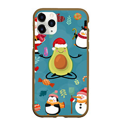 Чехол iPhone 11 Pro матовый Новогодний авокадо