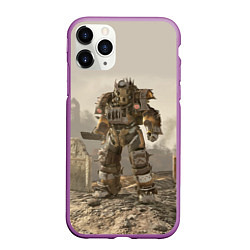 Чехол iPhone 11 Pro матовый Bone raider power armor skin in fallout, цвет: 3D-фиолетовый