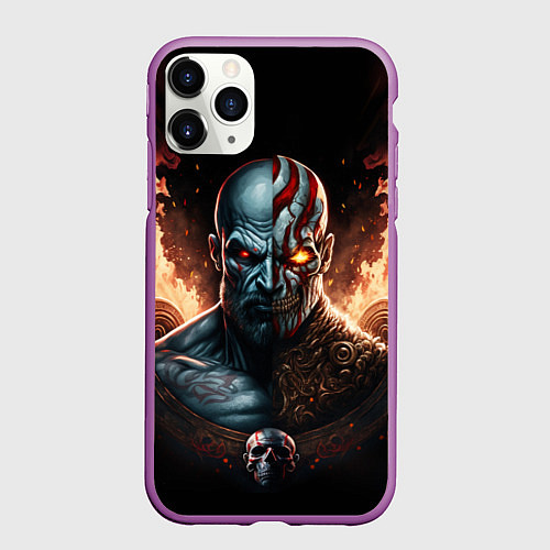 Чехол iPhone 11 Pro матовый God of War life and dead / 3D-Фиолетовый – фото 1