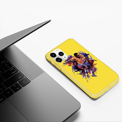 Чехол iPhone 11 Pro матовый Бразильский футболист Пеле 10, цвет: 3D-желтый — фото 2