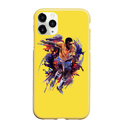 Чехол iPhone 11 Pro матовый Бразильский футболист Пеле 10, цвет: 3D-желтый