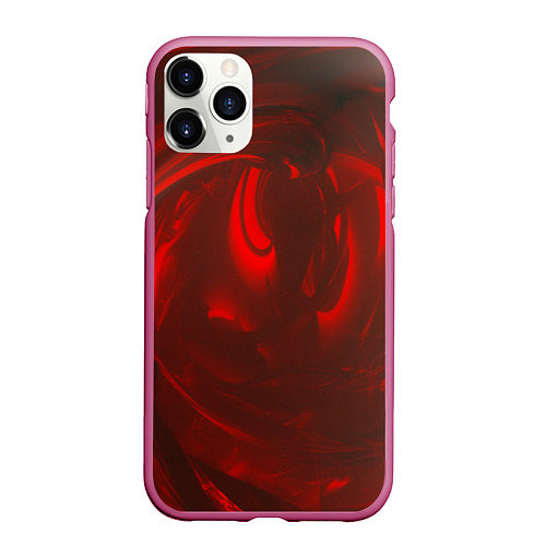 Чехол iPhone 11 Pro матовый Темно красные волны / 3D-Малиновый – фото 1