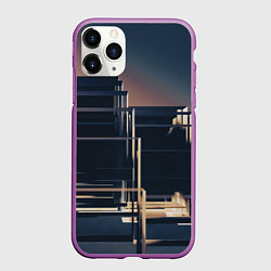 Чехол iPhone 11 Pro матовый Множество стеклянных кубов и фигур, цвет: 3D-фиолетовый