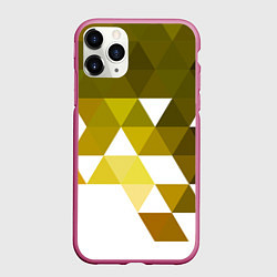 Чехол iPhone 11 Pro матовый Золотистая мозаика из ромбов, цвет: 3D-малиновый