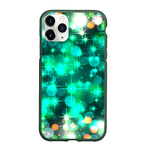 Чехол iPhone 11 Pro матовый Космический принт и звездное сияние вселенной / 3D-Темно-зеленый – фото 1