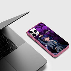 Чехол iPhone 11 Pro матовый Сёгун Райден - Геншин паттерн, цвет: 3D-малиновый — фото 2