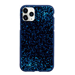 Чехол iPhone 11 Pro матовый Неоновый синий блеск на черном фоне