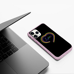 Чехол iPhone 11 Pro матовый Разноцветное сердце, цвет: 3D-розовый — фото 2
