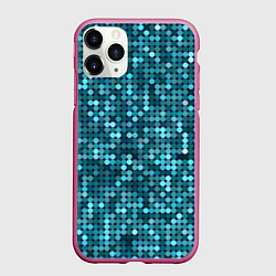 Чехол iPhone 11 Pro матовый Блеск пайеток изумрудных бирюзовых, цвет: 3D-малиновый