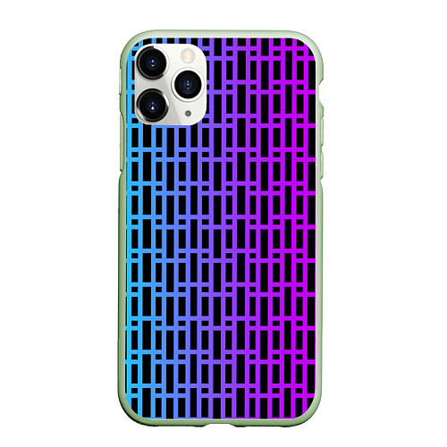 Чехол iPhone 11 Pro матовый Неоновая клетка / 3D-Салатовый – фото 1