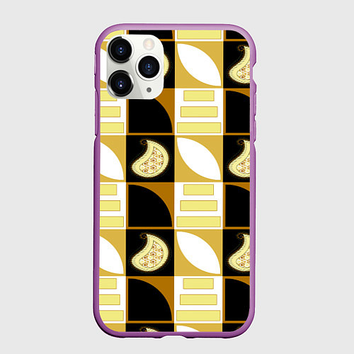Чехол iPhone 11 Pro матовый Орнамент фигуры / 3D-Фиолетовый – фото 1