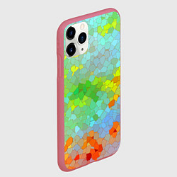 Чехол iPhone 11 Pro матовый Разноцветная мозаика, цвет: 3D-малиновый — фото 2