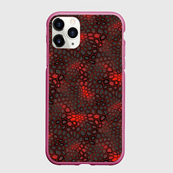 Чехол iPhone 11 Pro матовый Красно-черная объемная броня, цвет: 3D-малиновый