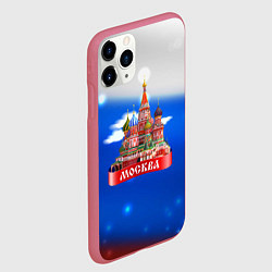 Чехол iPhone 11 Pro матовый Москва на фоне флага России, цвет: 3D-малиновый — фото 2