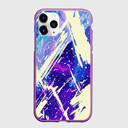 Чехол iPhone 11 Pro матовый Синие и фиолетовые мазки краски, цвет: 3D-фиолетовый