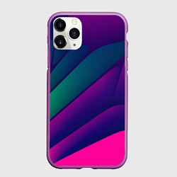 Чехол iPhone 11 Pro матовый Абстрактные листы разных тёмных цветов - розовый,, цвет: 3D-фиолетовый
