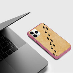 Чехол iPhone 11 Pro матовый Следы мародеров на пергаменте, цвет: 3D-малиновый — фото 2