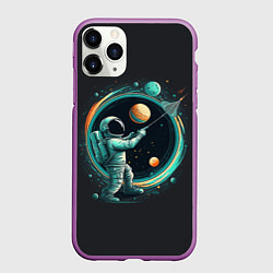Чехол iPhone 11 Pro матовый Космонавт в космосе