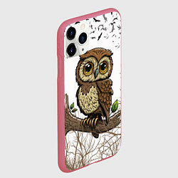 Чехол iPhone 11 Pro матовый Милая совушка, цвет: 3D-малиновый — фото 2