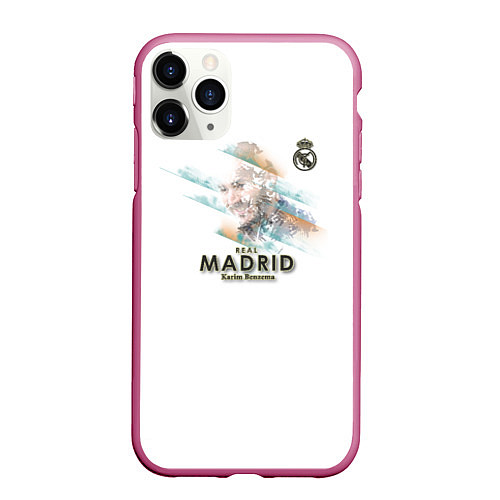 Чехол iPhone 11 Pro матовый Karim Benzema - Real Madrid / 3D-Малиновый – фото 1
