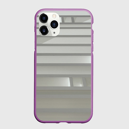 Чехол iPhone 11 Pro матовый Серый паттерн из различных блоков / 3D-Фиолетовый – фото 1