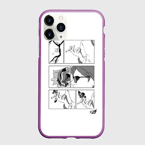Чехол iPhone 11 Pro матовый The man who fell the earth - Дэвид Боуи / 3D-Фиолетовый – фото 1