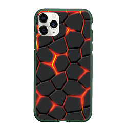 Чехол iPhone 11 Pro матовый Неоновый разлом - жёлтый, цвет: 3D-темно-зеленый