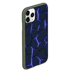 Чехол iPhone 11 Pro матовый Неон синий, цвет: 3D-темно-зеленый — фото 2