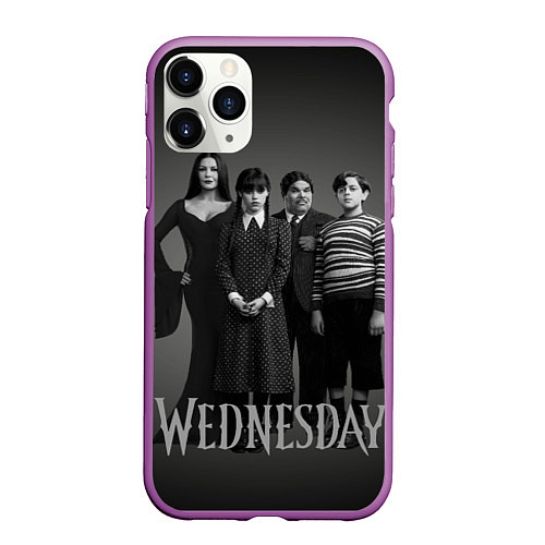 Чехол iPhone 11 Pro матовый Портрет семейки Аддамс / 3D-Фиолетовый – фото 1