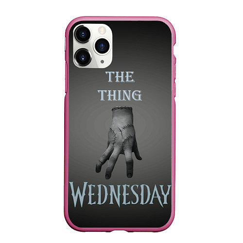 Чехол iPhone 11 Pro матовый Вещь Уэнсдей Аддамс, градиент / 3D-Малиновый – фото 1