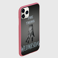 Чехол iPhone 11 Pro матовый Вещь Уэнсдей Аддамс, градиент, цвет: 3D-малиновый — фото 2