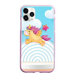 Чехол iPhone 11 Pro матовый Единорог со звездочкой, цвет: 3D-розовый