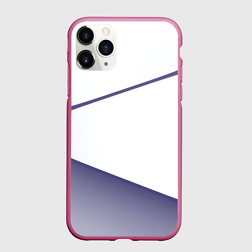 Чехол iPhone 11 Pro матовый Абстрактный белый и фиолетовый паттерн / 3D-Малиновый – фото 1