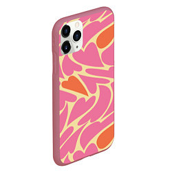 Чехол iPhone 11 Pro матовый Пластичные сердца, цвет: 3D-малиновый — фото 2